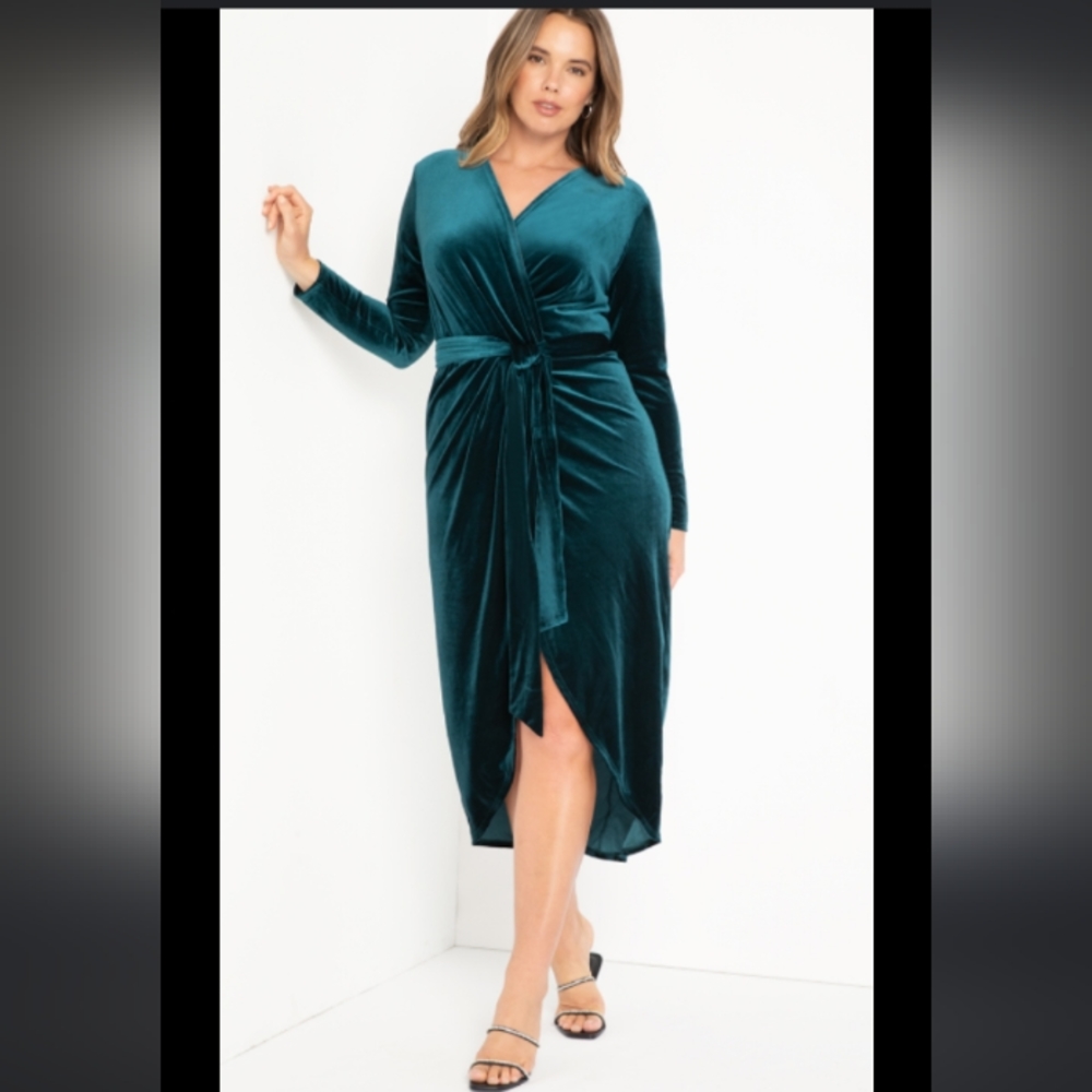 ELOQUII Teal Wrap Dress